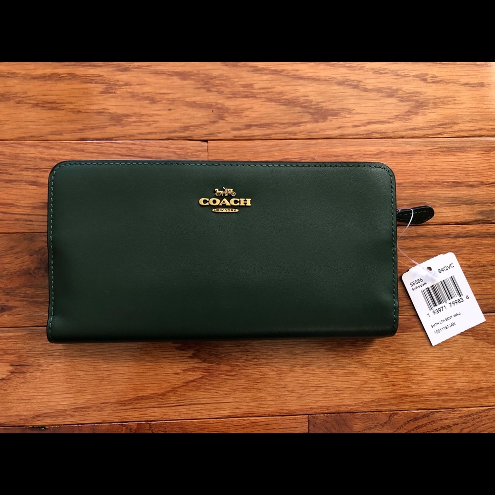 Coach Smooth Leather Skinny Wallet - Everglade